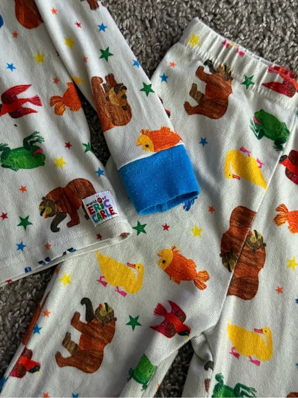 World of Eric Carle 4T Brown Bear Book Animal Print Snug Fit Pajama Set Kids PJs